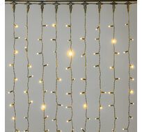 Гирлянда Занавес 2 x 2 м Желтый 220В, 400 LED, Провод Черный Каучук 2,3мм, IP65 LTC ECO402-1-2Y